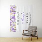 パープルローズ フラワーの100歳の誕生日パーティー タペストリー (インサイチュ)