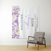 パープルローズ フラワーデザイン 90歳の誕生日パーティー タペストリー (インサイチュ)