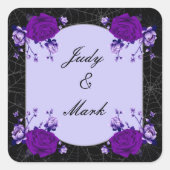 パープルローズ フローラル スパイダーウェブ 秋の結婚式 シール (正面)