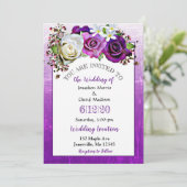 パープルローズ ラベンダー 花の結婚式の招待状 招待状 (スタンド正面)