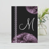 パープルローズ＆レースの結婚式招待状 招待状 (スタンド正面)