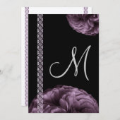 パープルローズ＆レースの結婚式招待状 招待状 (正面/裏面)