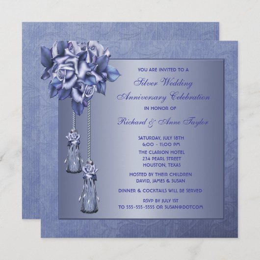 パープルローズ 25周年 結婚記念日パーティー 招待状 (正面/裏面)