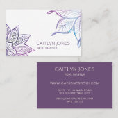 パープルロータスパターンマッサージ又は霊気開業医 名刺 (正面/裏面)