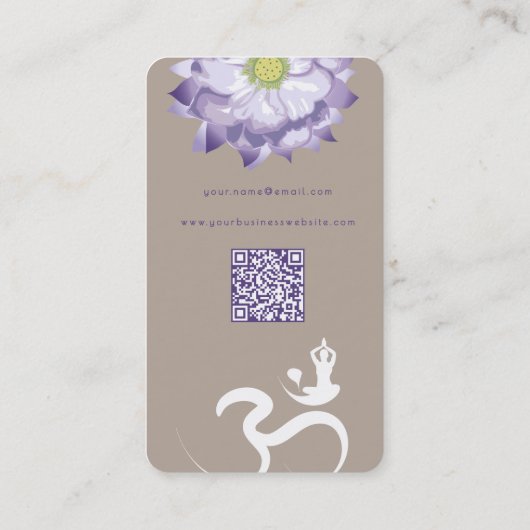 パープルロータスフラワースピリチュアルヨガオムロゴシンボル 名刺 (裏面)