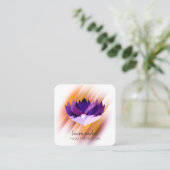 パープルロータスフラワーヨガインストラクター禅美術 スクエア名刺 (スタンド正面)