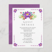 パープルロータスフラワー結婚インディアンズゲスト詳細 エンクロージャーカード (正面/裏面)