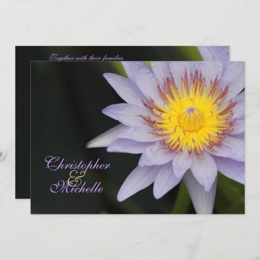 パープルロータスフラワー結婚式招待状 招待状 (正面/裏面)