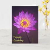 パープルロータスフラワー誕生日カード カード (黄色い花)