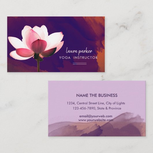パープルロータスヨガインストラクター瞑想絵を描禅 名刺 (正面/裏面)