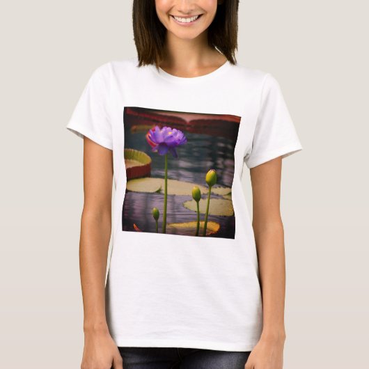 パープルロータス《植物》スイレンTシャツ Tシャツ (正面)
