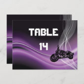 パープルロードバイクもしくは自転車に乗る人結婚のテーブル番号はがき ポストカード (正面/裏面)