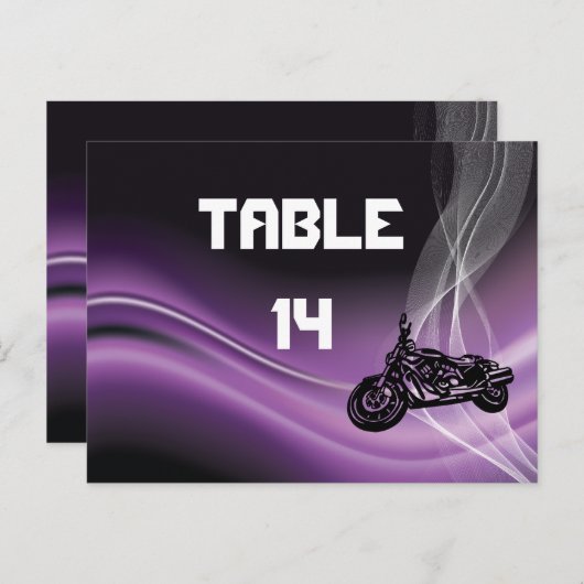 パープルロードバイクもしくは自転車に乗る人結婚のテーブル番号はがき ポストカード (正面/裏面)