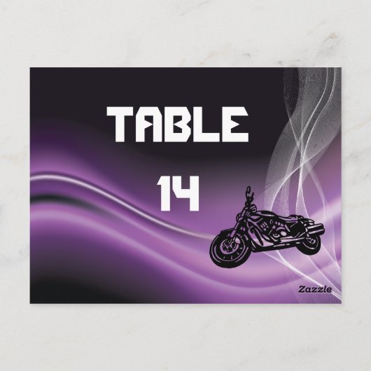 パープルロードバイクもしくは自転車に乗る人結婚のテーブル番号はがき ポストカード (裏面)