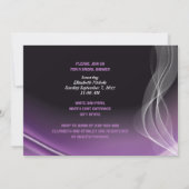 パープルロードバイクもしくは自転車に乗る人結婚のブライダルシャワーへの招待 招待状 (裏面)