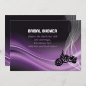 パープルロードバイクもしくは自転車に乗る人結婚のブライダルシャワーへの招待 招待状 (正面/裏面)