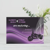 パープルロードバイクもしくは自転車に乗る人結婚式招待状 招待状 (スタンド正面)