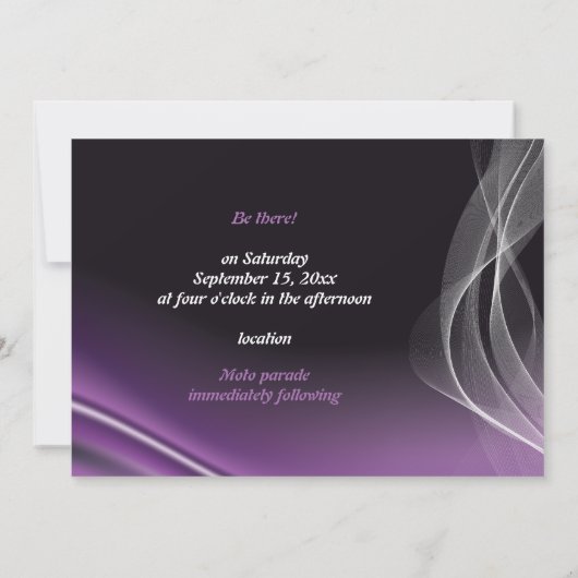 パープルロードバイクもしくは自転車に乗る人結婚式招待状 招待状 (裏面)