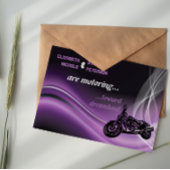 パープルロードバイクもしくは自転車に乗る人結婚式招待状 招待状