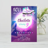 パープルローラスケート誕生日招待状 招待状 (スタンド正面)