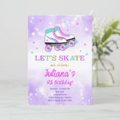 パープルローラスケート誕生日招待状 招待状 (スタンド正面)