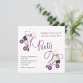 パープルローラディスコスケートパーティの招待状 招待状 (スタンド正面)