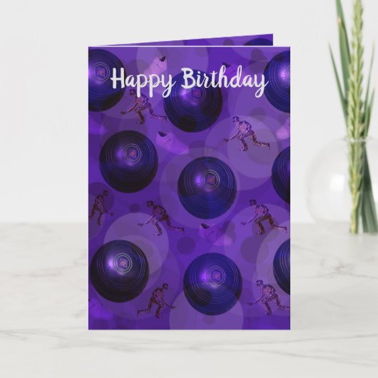 パープルローンボウルインスパイア誕生日カード カード (正面)