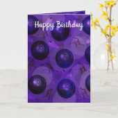 パープルローンボウルインスパイア誕生日カード カード (黄色い花)