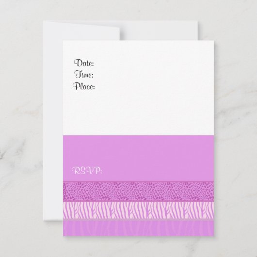 パープルワイルドアニマルプリント誕生日招待状 招待状 (裏面)