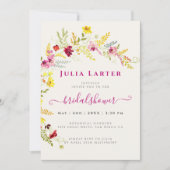 パープルワイルドオーキッドフラワーズリースブライダルシャワー 招待状 (正面)