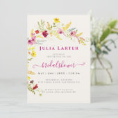 パープルワイルドオーキッドフラワーズリースブライダルシャワー 招待状 (スタンド正面)