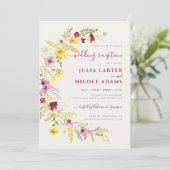 パープルワイルドオーキッドフラワーリースウェディングレセプション 招待状 (スタンド正面)