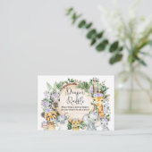 パープルワイルドサファリアニマルズベビーおむつラッフル エンクロージャーカード (スタンド正面)