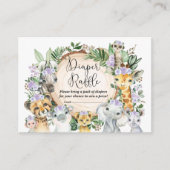 パープルワイルドサファリアニマルズベビーおむつラッフル エンクロージャーカード (正面)