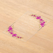 パープルワイルドトランペットつる植物フラワーガーデン結婚ズ アクリル招待状 (レイダウン)