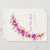 パープルワイルドトランペットつる植物フラワーガーデン結婚ズ セーブザデート (裏面)