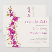 パープルワイルドトランペットつる植物フラワーガーデン結婚ズ セーブザデート (正面/裏面)