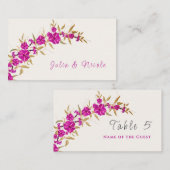 パープルワイルドトランペットつる植物フラワーガーデン結婚ズ プレイスカード (正面/裏面)