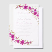 パープルワイルドトランペットつる植物フラワーガーデン結婚ズ ベラム紙招待状 (オフセット)