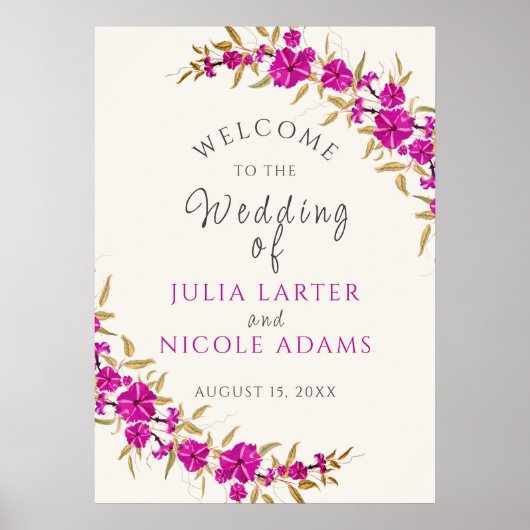 パープルワイルドトランペットつる植物フラワーガーデン結婚ズ ポスター (正面)