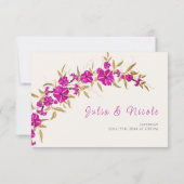 パープルワイルドトランペットつる植物フラワーガーデン結婚ズ 出欠カード (裏面)
