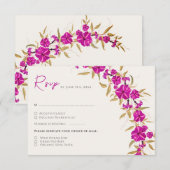 パープルワイルドトランペットつる植物フラワーガーデン結婚ズ 出欠カード (正面/裏面)