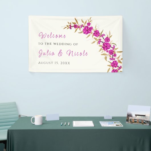 パープルワイルドトランペットつる植物フラワーガーデン結婚ズ 横断幕 (トレードショー)