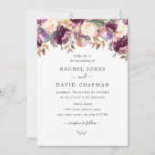 パープルワイルドフラワーウォーター結婚式招待状 招待状 (正面)