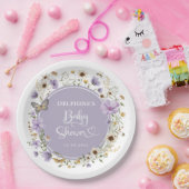 パープルワイルドフラワーガーデンベビーイン開花シャワー ペーパープレート (パーティー)