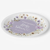 パープルワイルドフラワーガーデンベビーイン開花シャワー ペーパープレート (アングル)