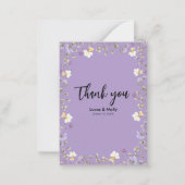 パープルワイルドフラワーサマー結婚フローラサンキュー ノートカード (正面)
