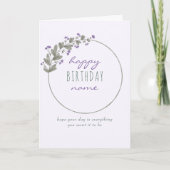 パープルワイルドフラワーシンプル誕生日 カード (正面)