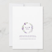 パープルワイルドフラワーズグラスブライダルシャワー 招待状 (裏面)