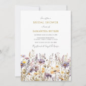 パープルワイルドフラワーズブライダルシャワー 招待状 (正面)